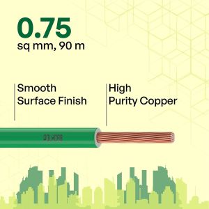 Polycab FR-LF Copper Wire Single Core Electric Wire (Green, 0.75 SQ-MM, 90 Meters)