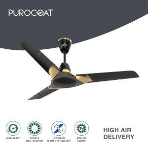 Polycab Aereo Plus 1200mm High Speed 1-Star Ceiling Fan (Matt Black Chocolate Gold)