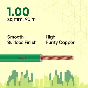 Polycab Greenwire Copper Cable Electric Wire (GREEN, 90m, 1sqmm)