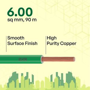 Polycab Greenwire Copper Cable Electric Wire (GREEN, 90m, 6sqmm)
