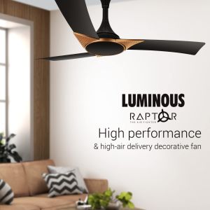 Luminous Raptor 1200mm Ceiling Fan for Home and Office (2 Year Warranty, Black Copper)