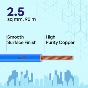 Polycab Greenwire Copper Cable Electric Wire (BLUE, 90m, 2.5sqmm)