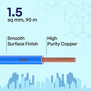 Polycab Greenwire Copper Cable Electric Wire (BLUE, 90m, 1.5sqmm)