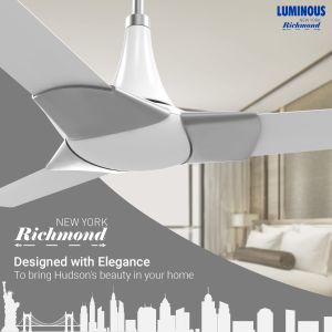 Luminous New York Richmond 1200mm 3 Blade Ceiling Fan (Alice White)