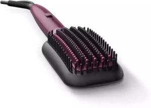 PHILIPS BHH730/00 Naturally Heated Hair Straightener Brush (Dark Wine Color)