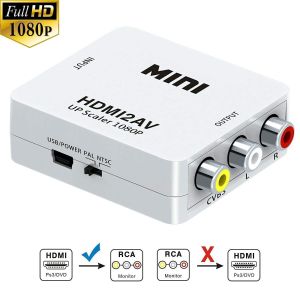 AR Lex 1080p HDMI to AV 3RCA CVBs Composite Video Audio Converter Adapter Supporting PAL/NTSC with USB Charge Cable