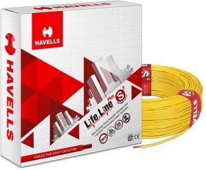 Havells Life Line Plus S3 6 sq mm PVC HRFR Wire 90 meter-Yellow